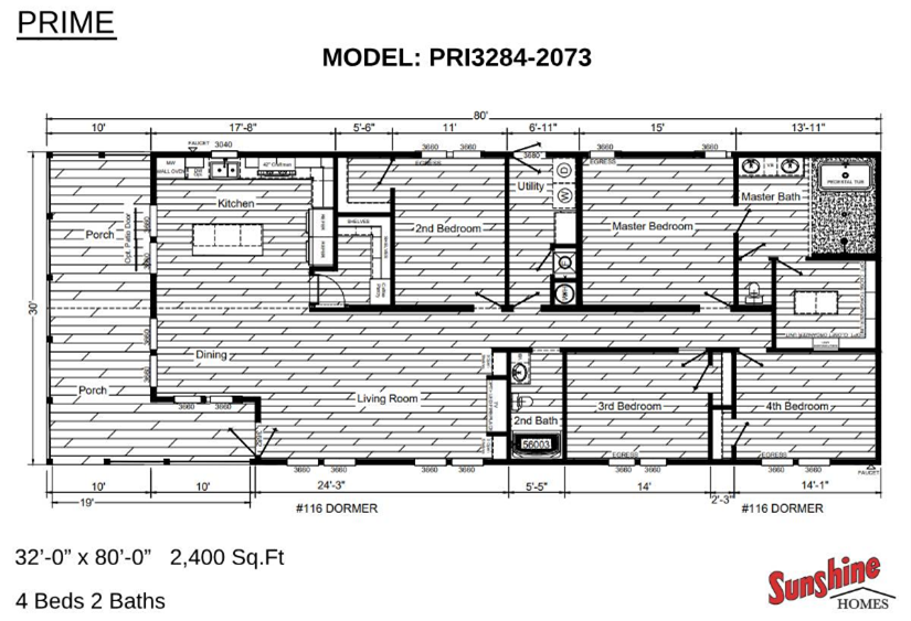 Prime | PRI3284-2073 Modular home by Sunshine Homes for sale at Gulf South Homes in Houma, Louisiana